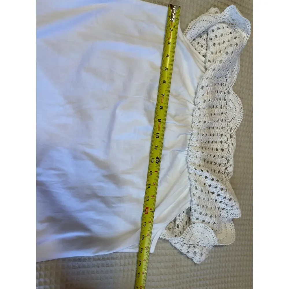 Collections Ect. Boho Cottage Off Shoulder Eyelet Crochet 100% Cotton Top Medium - Picture 6 of 8